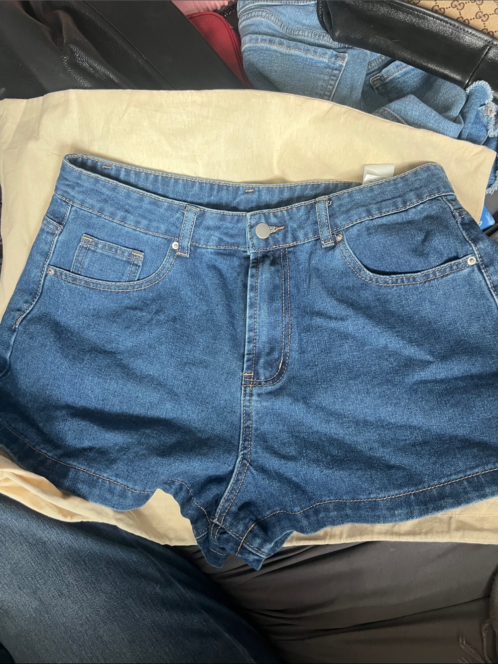 SHEIN Medium Blue High-Rise Denim Jean Shorts  Never worn